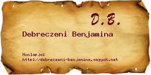 Debreczeni Benjamina névjegykártya